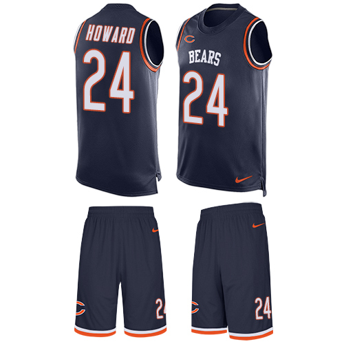 Men's Limited Jordan Howard Nike Jersey Navy Blue - #24 Tank Top Suit NFL Chicago Bears